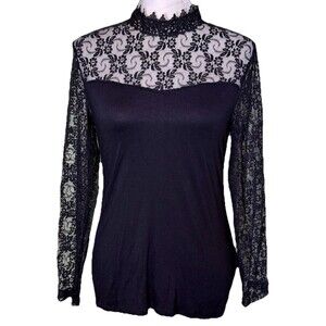 International Concepts Women's Gothic Victorian Elegant Black Lace High Neck Med